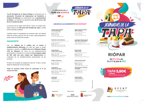 IX Riópar Tapas Festival. From 22nd to 24th and from 29th to 31st July.