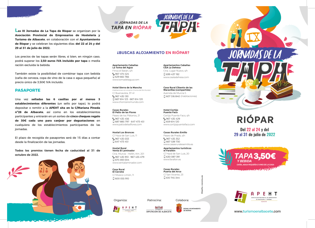 IX Jornadas de La Tapa de Riópar. Del  22 al 24 y del 29 al 31 de Julio