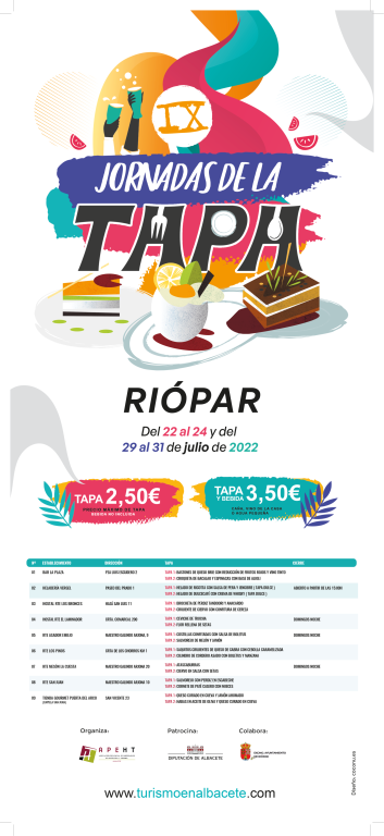 IX Riópar Tapas Festival. From 22nd to 24th and from 29th to 31st July.